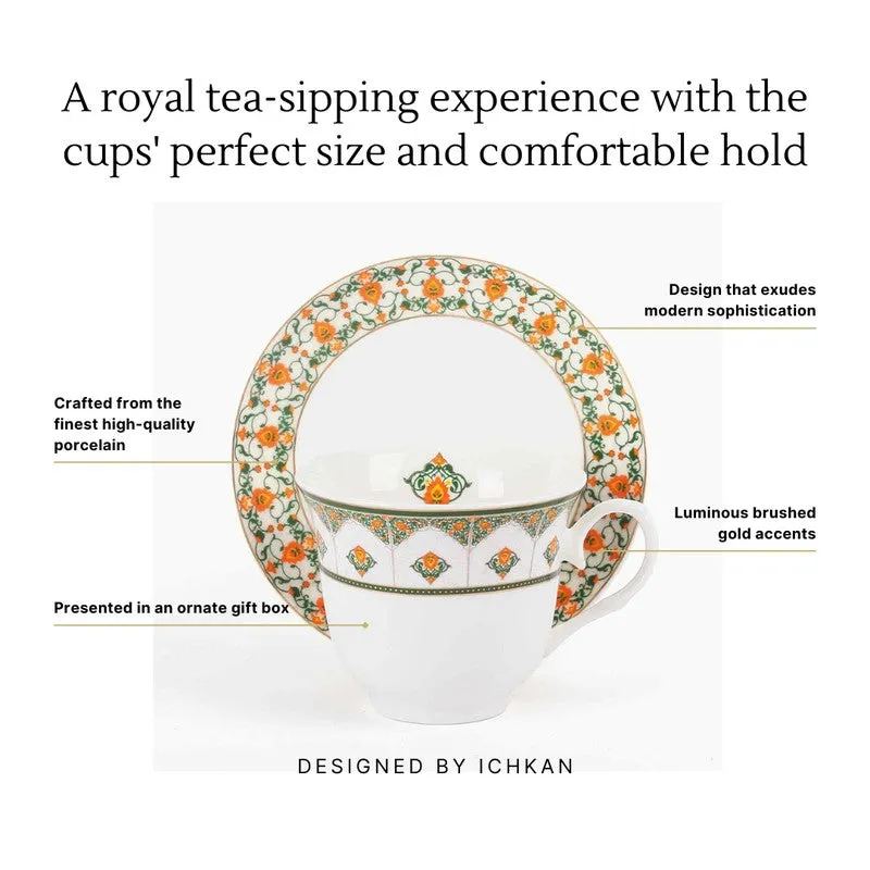 Vintage 24k Gold Brushed Porcelain Tea Cup (300 mL Each) -  Twelve Piece Set media 8