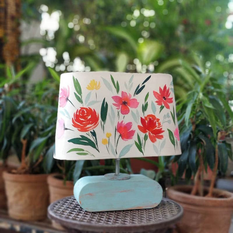 Swena Flora Handpainted Fabric Table Lamp - Multicolor media 4