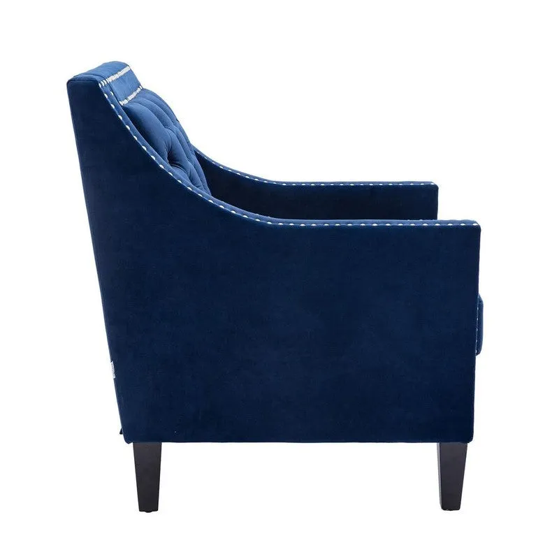 Softix Neem Wood Accent Chair - Dark Blue media 5