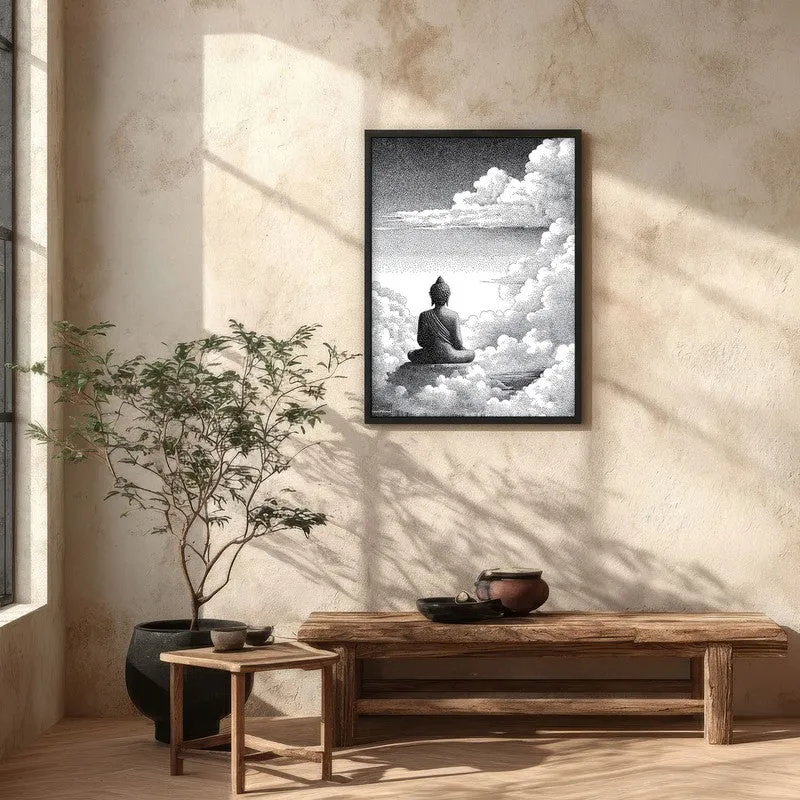 Buddha In Clouded Serenity III Wall Painting With Black Frame media 5