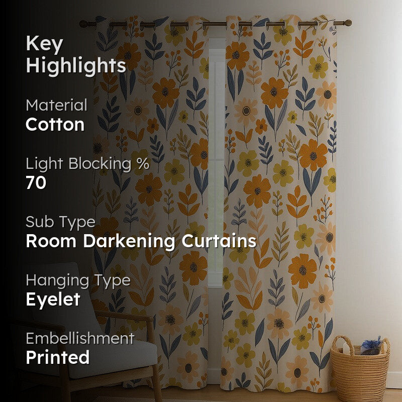 PetalPop Cotton Curtains - Set Of Two media 2