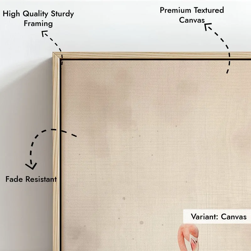 Flamingo Flo Archival Canvas Wall Art - Natural Brown Frame media 6