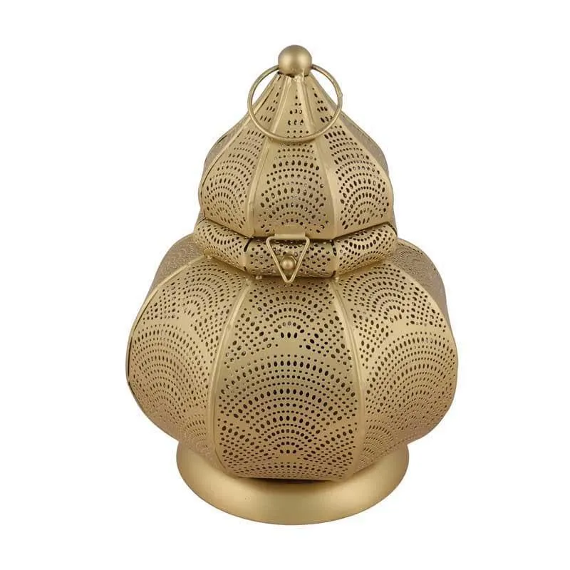 Antique Turkish Lantern Metal Table Lamp - Bronze media 4