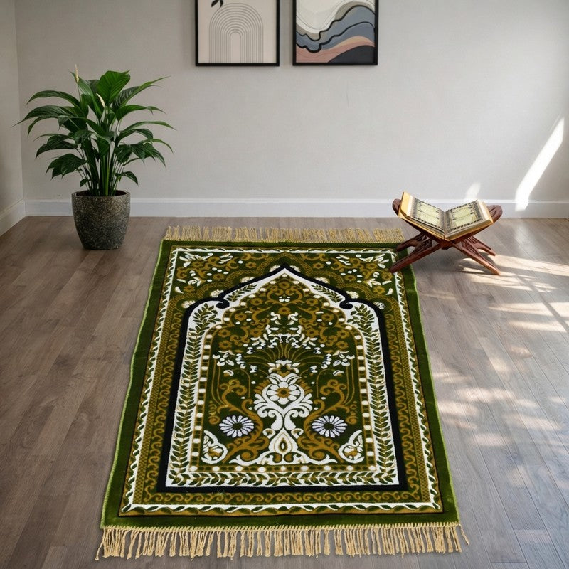 Sakinara Velvet Prayer Mat - Beige,Olive