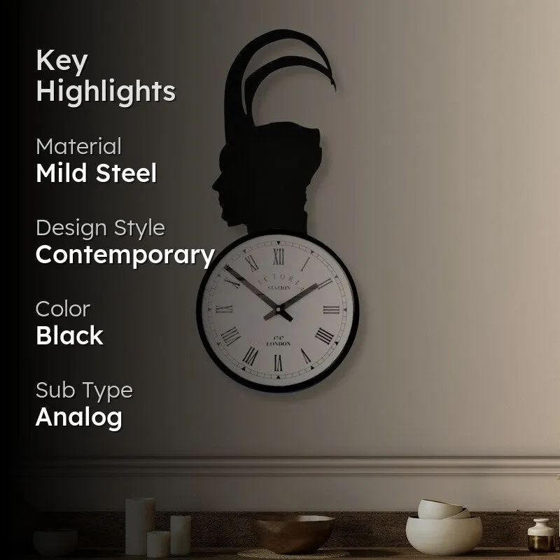 Hook Steel Analog Wall Clock - Black media 2