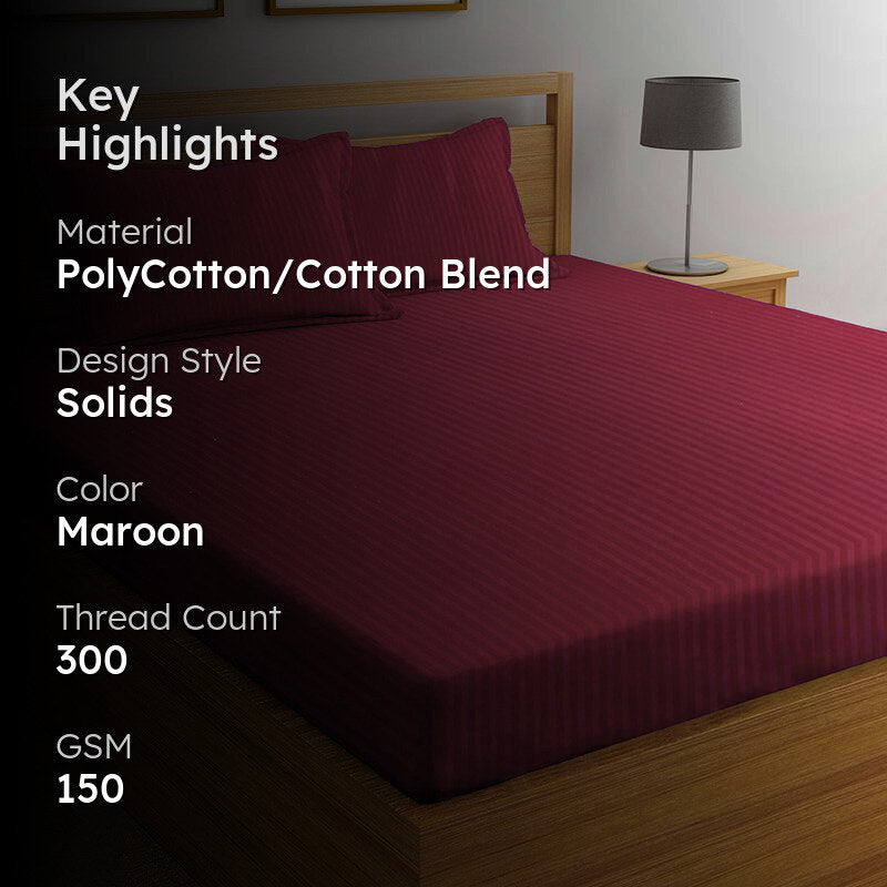 Onyx Stripes Bedsheet (Maroon) - 150 GSM media 2