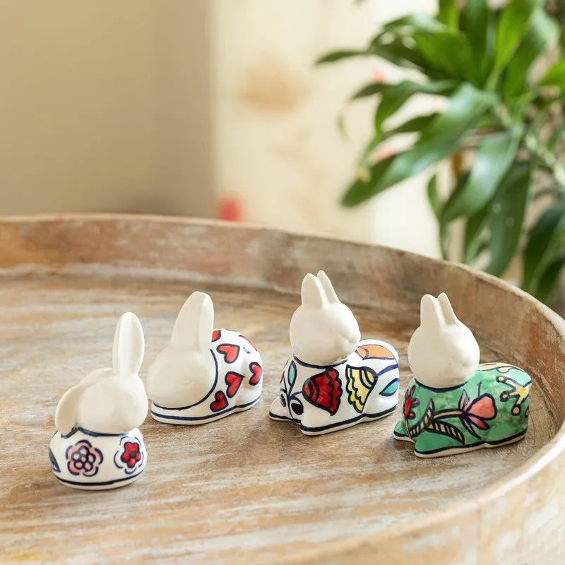 Bunny Army Ceramic Handpainted Decorative Showpiece - Set Of Four media 1