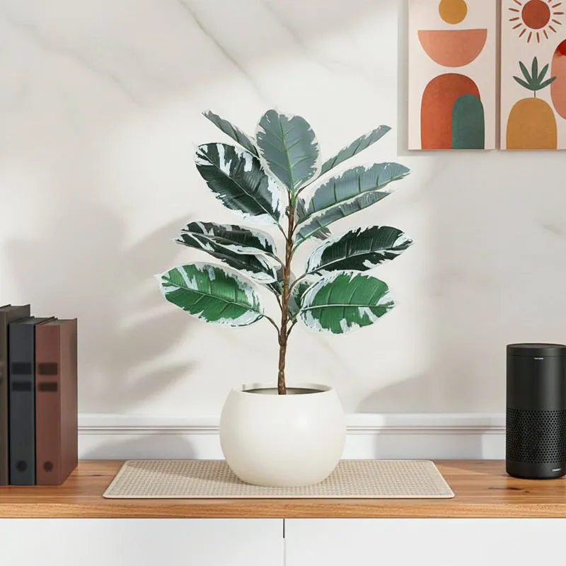Erina Artificial Green Banana Plant With Black Plastic Pot - 2.5 Feet media 1