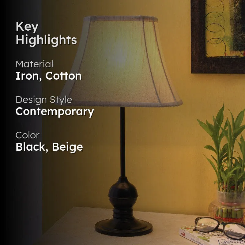 Glowflare Cotton Table Lamp With Iron Base - Beige media 2