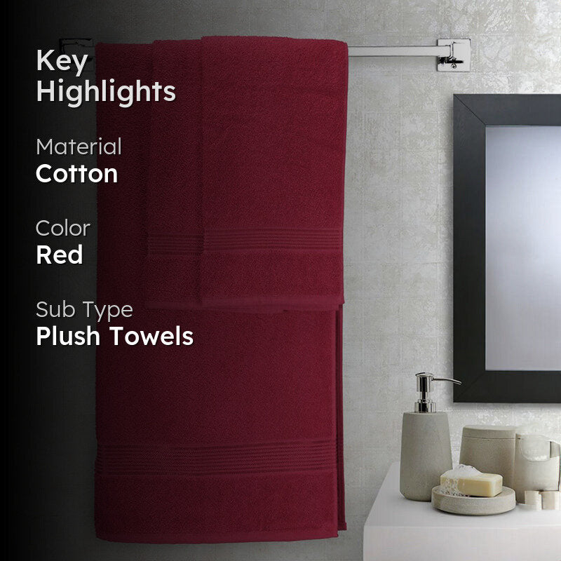 Eva Quick Dry Towel Combo (Red) - Three Piece Set media 2