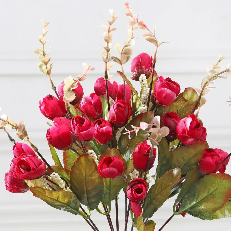 Cross Mini Rose Artificial Flower Bunch - Red media 5