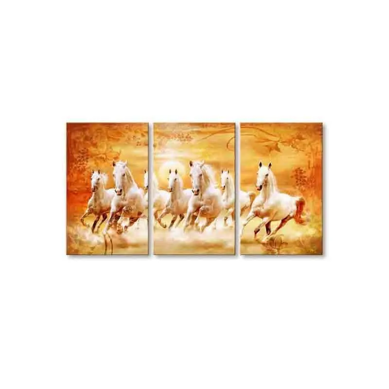 Prancing Horses Poly Canvas Wall Art - Set of Three media 6