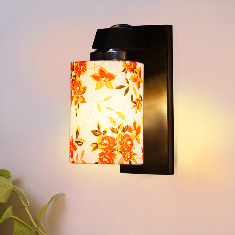 Eyrie Printed Wooden Wall Lamp - Orange