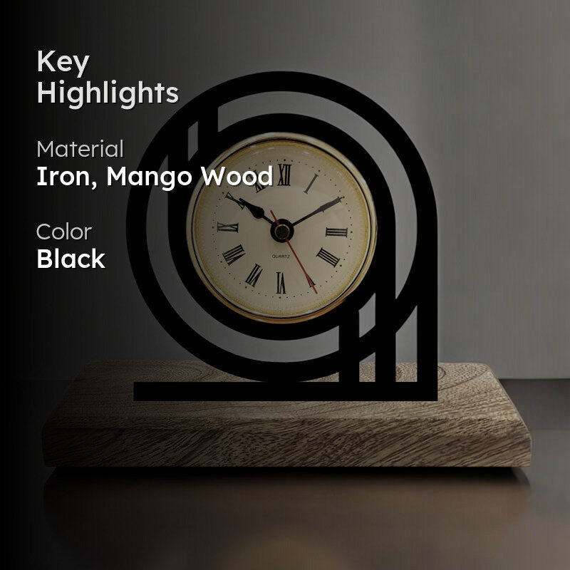 Infinite Loop Iron & Mango Wood Table Clock media 2