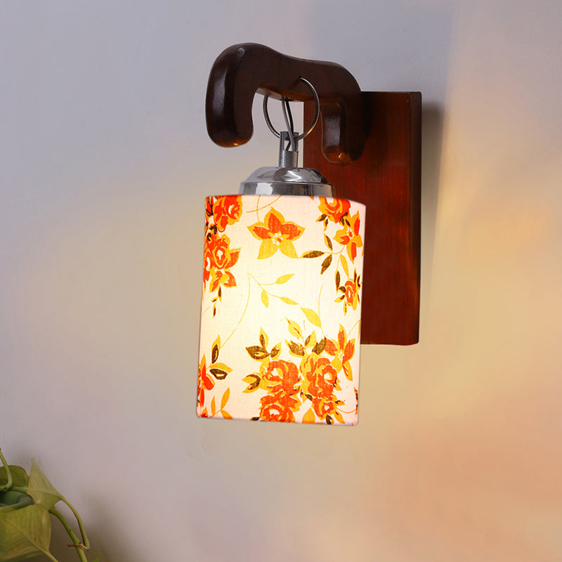 Klarion Printed Wooden Wall Lamp - Orange