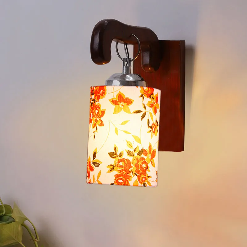 Klarion Printed Wooden Wall Lamp - Orange media 1