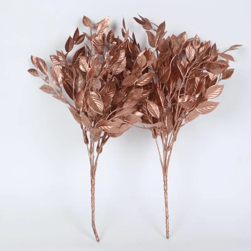 Faux Glitter Leaf Bunch (Copper) - Set Of Two media 3