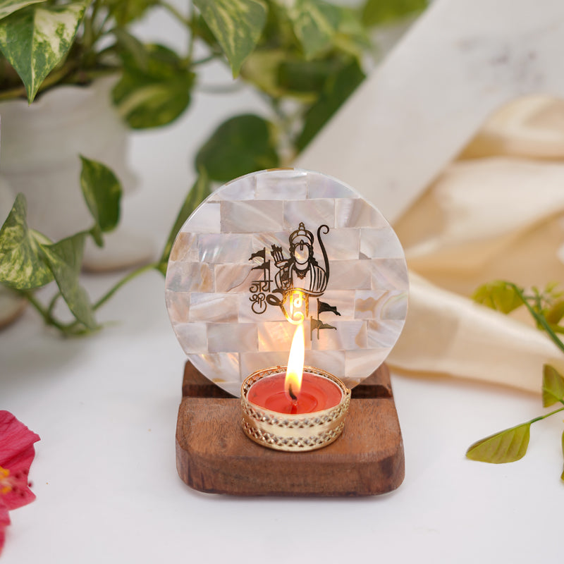 Jai Shree Ram Mother Of Pearl Religious Accent With Tealight Candle Holder