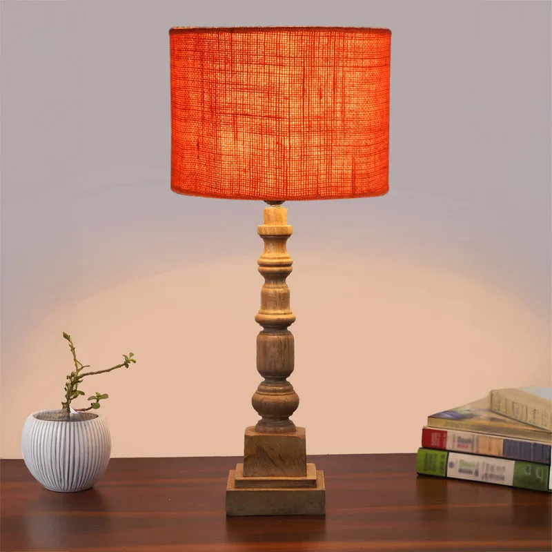 Sienna I Arbor Wooden Table Lamp - Orange,Brown media 2