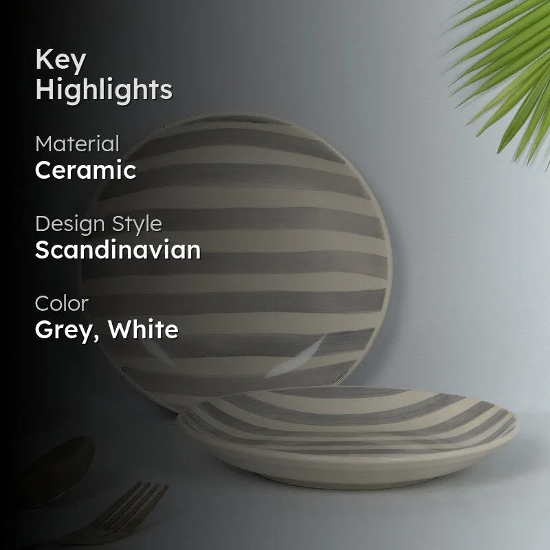 Cuisia Ceramic Quarter Plates (Grey,White) - Set Of Two media 2