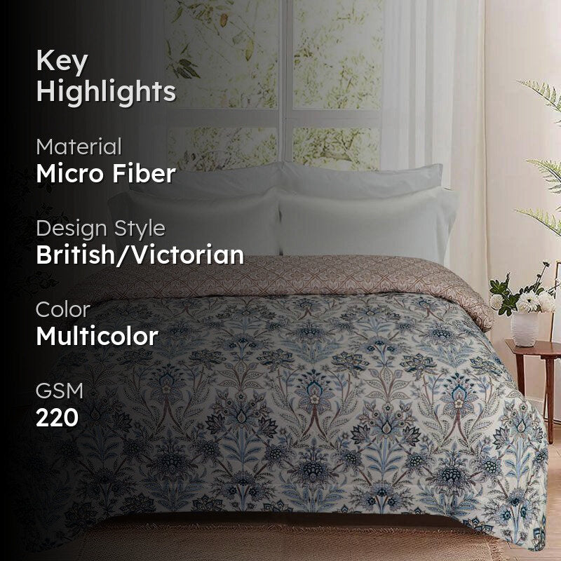 Isha Floral Cotton Reversible Comforter - 220 GSM media 2