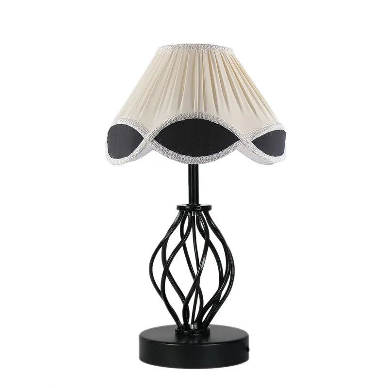 Auralirae Cotton Table Lamp With Wooden Base - Ivory media 5