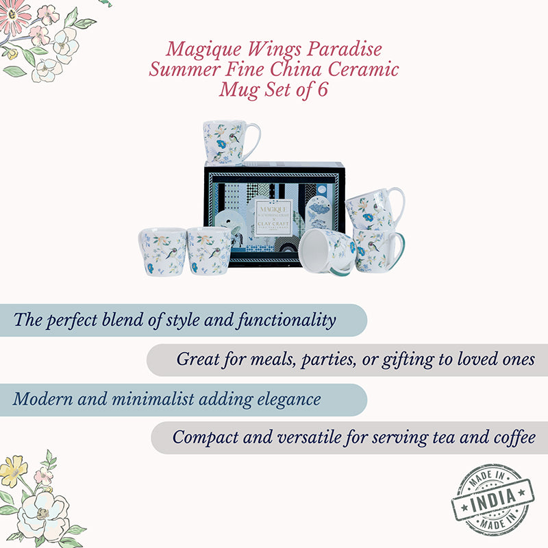Magique: Wings Paradise Summer Fine China Mug (200 mL Each) - Set of Six media 5