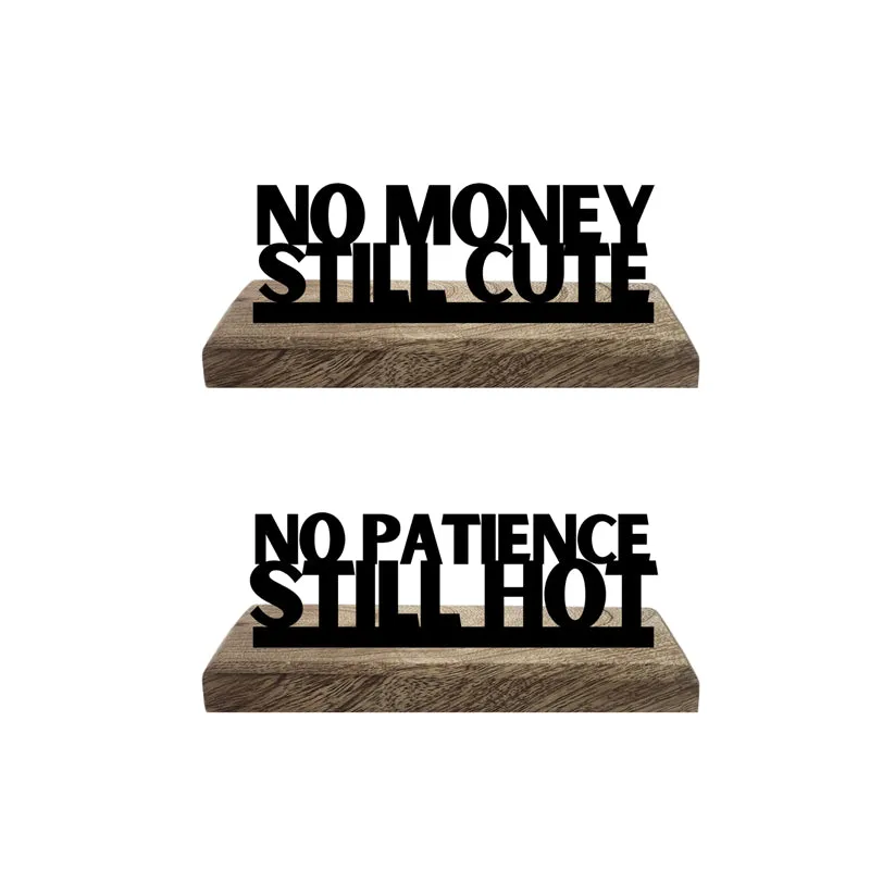 No Money, Still Cute Typography Showpiece - Set Of Two media 4