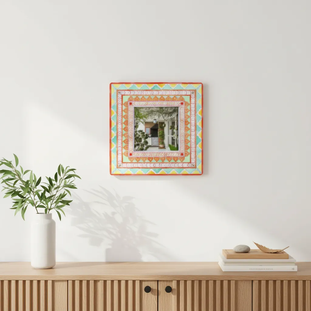 Ethnic Trove Designer Handpainted Mirror media 1