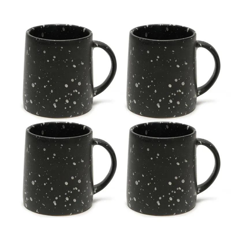 Splash Ceramic Coffee Mug (300 mL Each,Black) - Set Of Four media 3