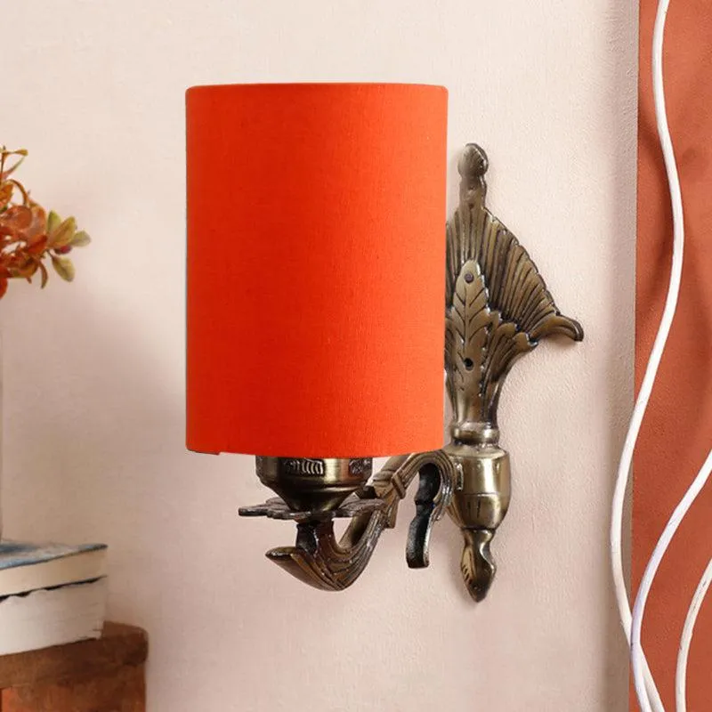 Magda Masique Cylindrical Fabric & Metal Wall Lamp - Orange media 3