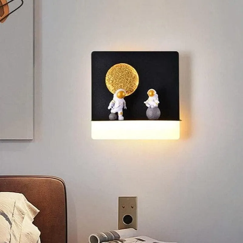 Astronauts To The Moon Metal LED Resin Wall Lamp media 1