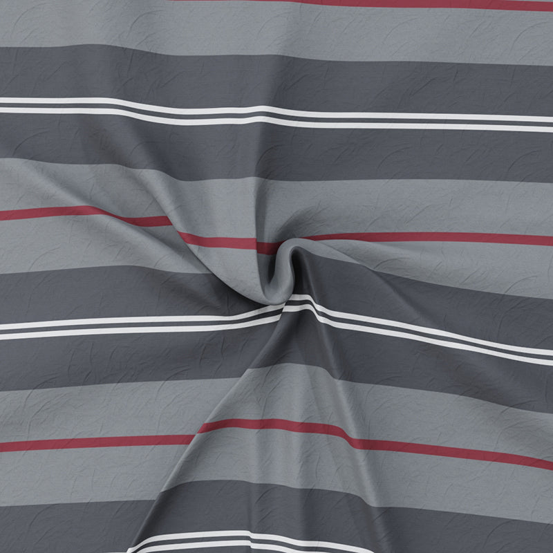 Nautica Stripe Symphony Cotton Bedsheet (Red & Grey) - 210 TC media 6