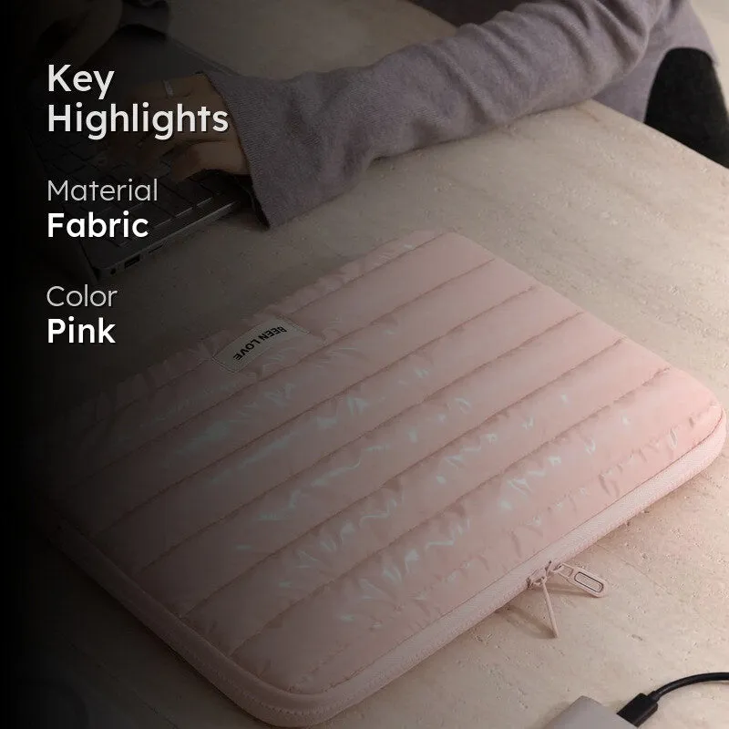 Soft Pink Quilted Laptop Sleeve - Waterproof and Shockproof media 2