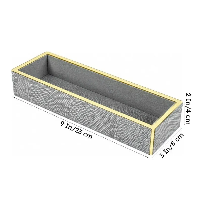 Tisquo Faux Leather Cutlery Tray - Grey media 9