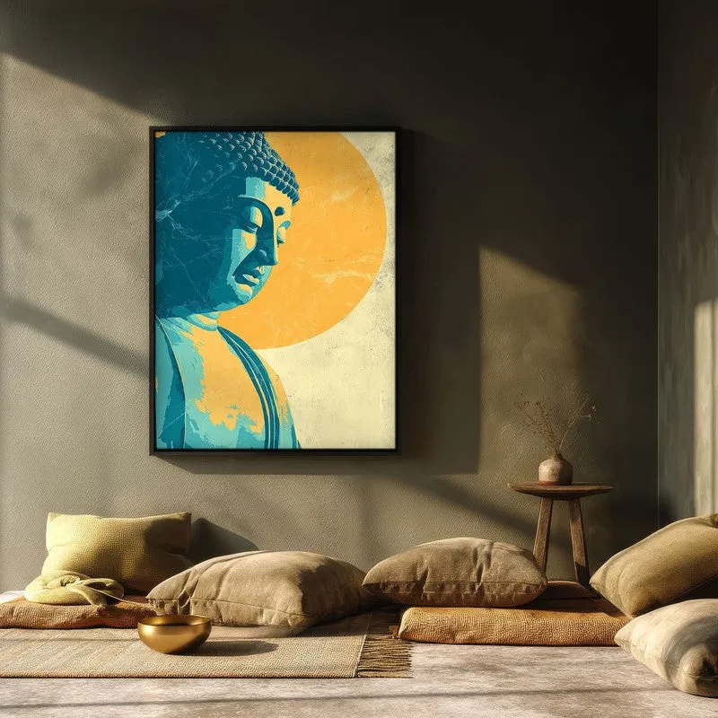Peaceful Buddha In Meditative Calm I Archival Paper Wall Painting With Black Frame media 3