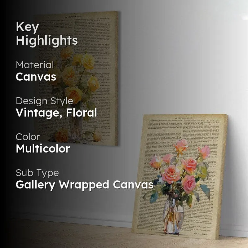 Pastel Rose Print Wall Painting - Set Of Two media 2