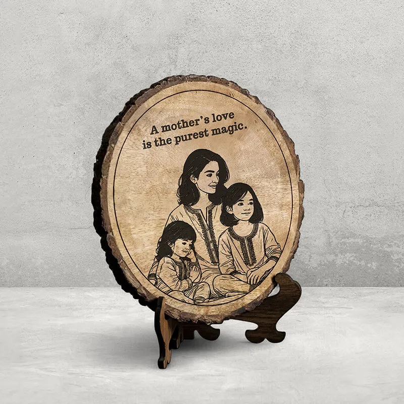 Mother's Love Is Magic Wood Showpiece - Round media 3