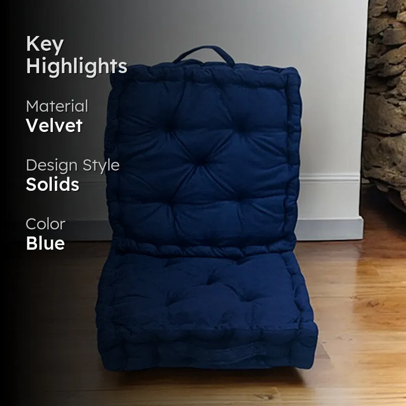 Thera Velvet Floor Cushion (Navy Blue) - Set Of Two media 2