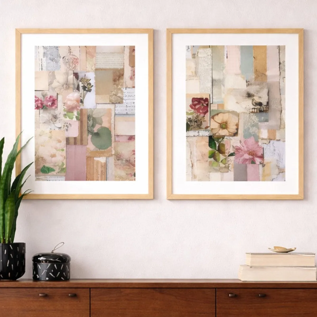Muted Flora Wall Art With Frame - Set Of Two - 4