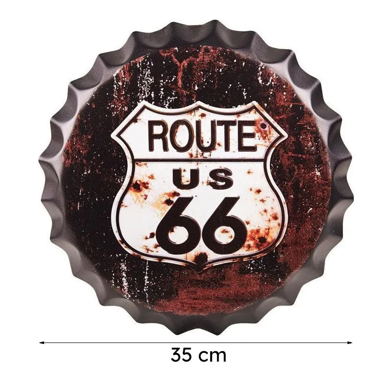 Route Us 66 Retro Bottle Cap Metal Wall Accent media 8