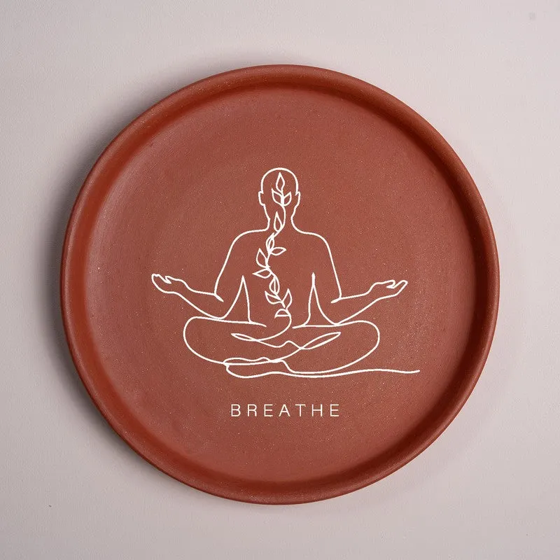 Relax, Breathe & Meditate Terracotta Wall Plate - Set Of Three media 3