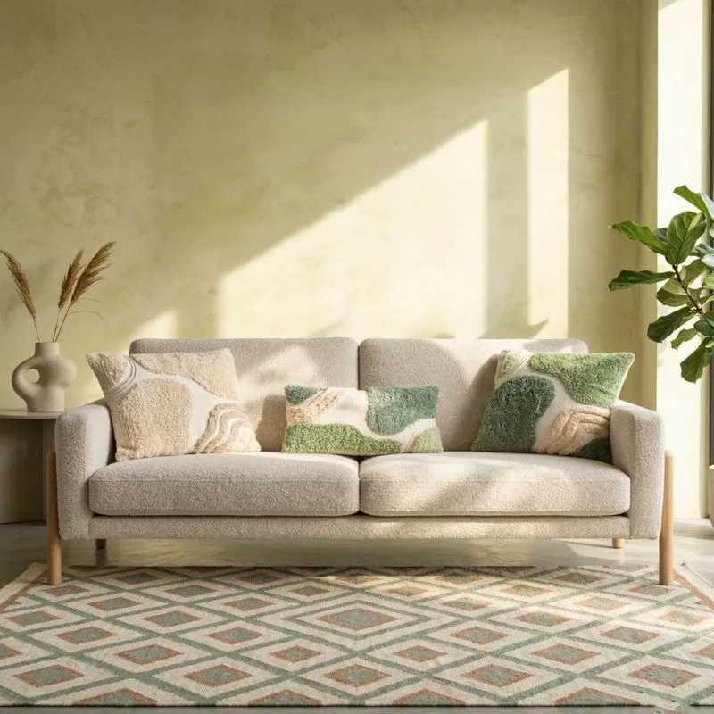 Soft Charm Tufted Cotton Cushion Cover (Green) - Set of Three - 4