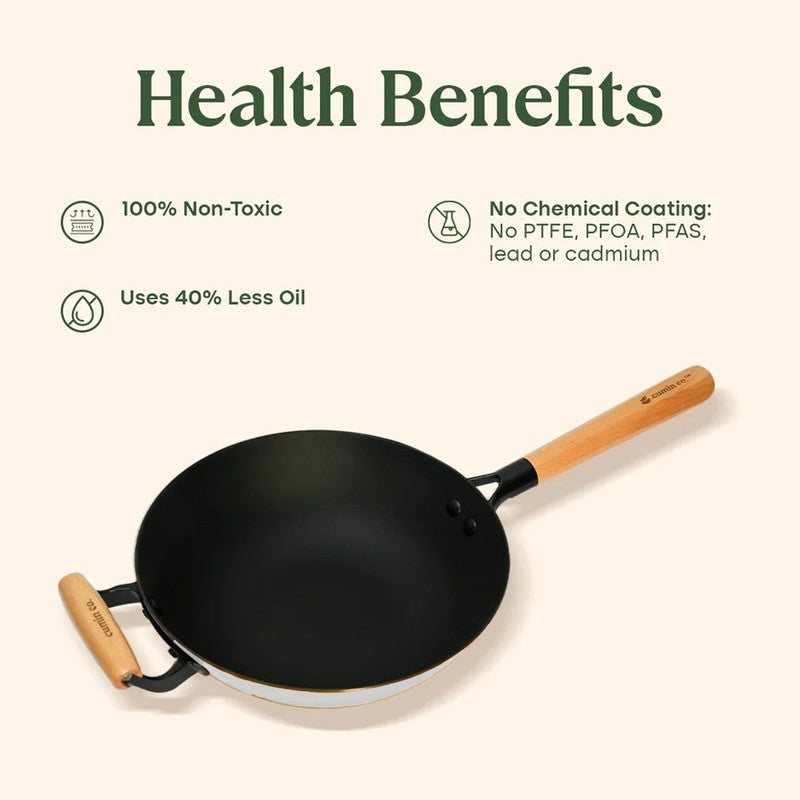 Cumin Co Enamel Cast Iron Wok (1500 mL) - White media 7