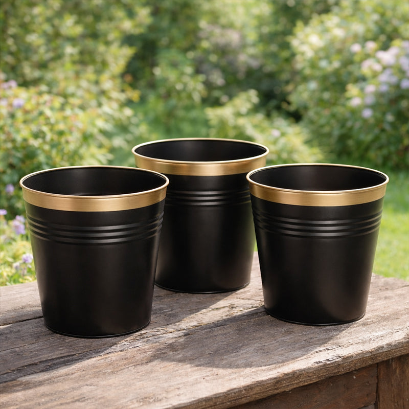 Elno Dola Planter (Black & Gold) - Set Of Three media 4
