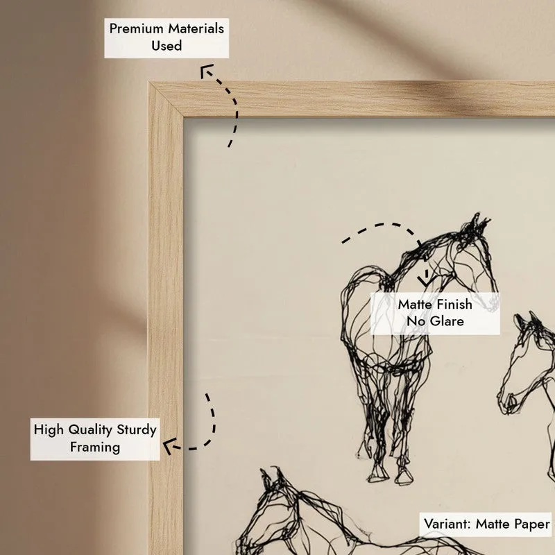 Contemporary Horse Wall Painting With Brown Frame media 9