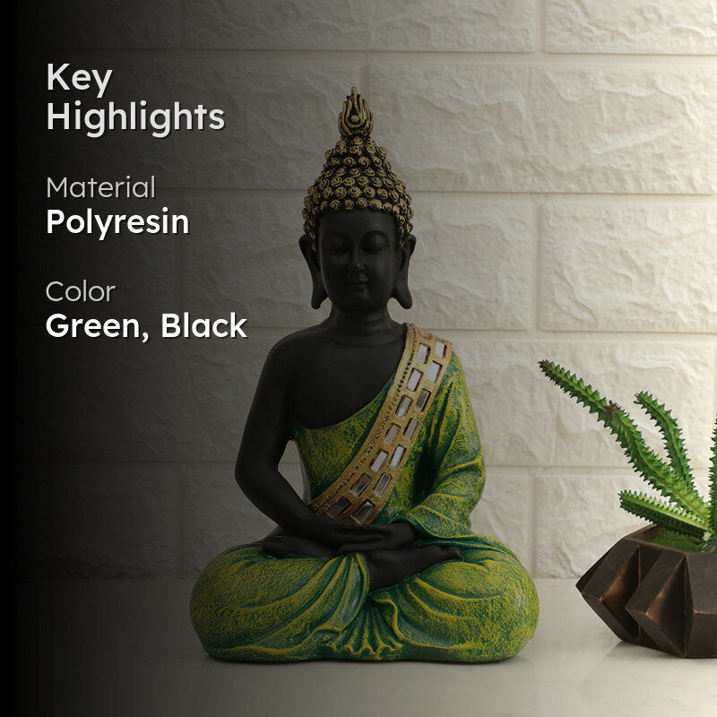 Gautama Buddha Idol - Light Green media 2