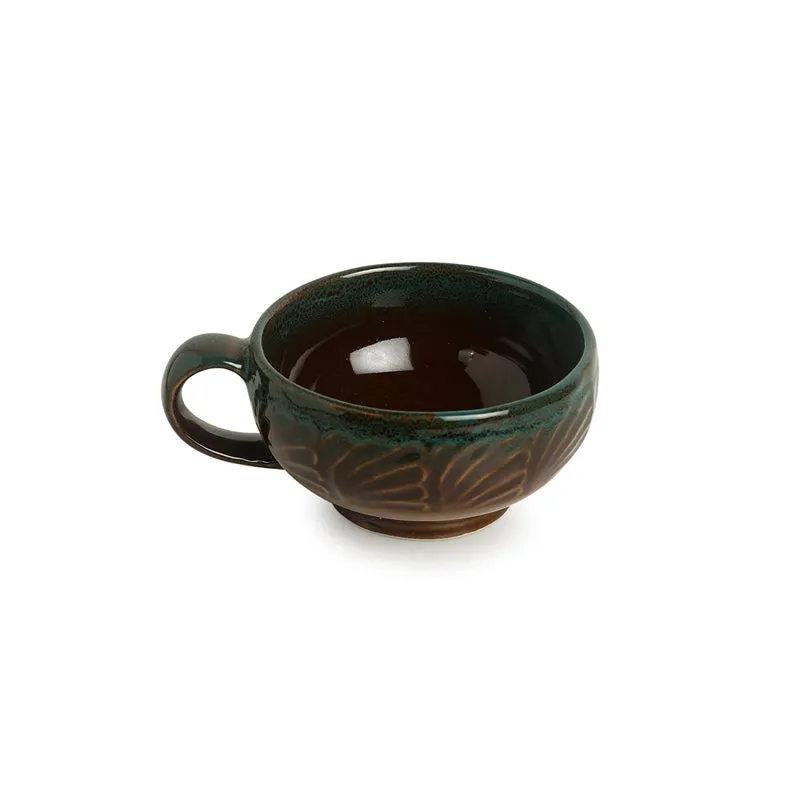 Kalika Handglazed Ceramic Soup Bowl With Spoon (300 ML) - Eight Piece Set media 5
