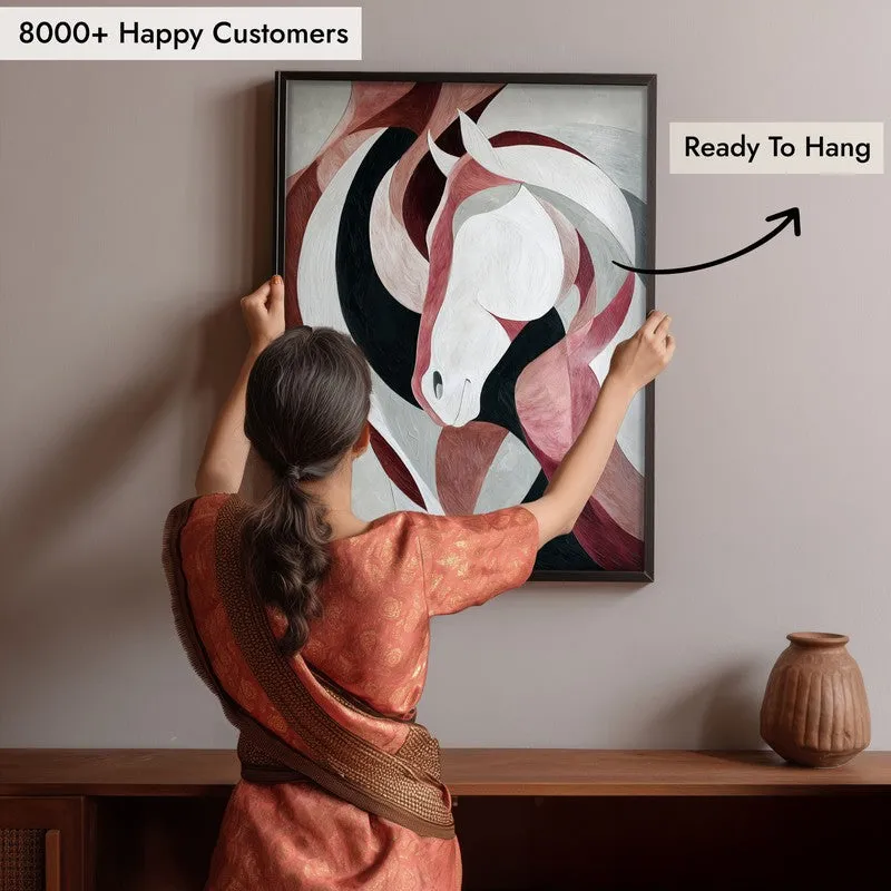 Ethereal Flow Horse Wall Painting With Black Frame media 7