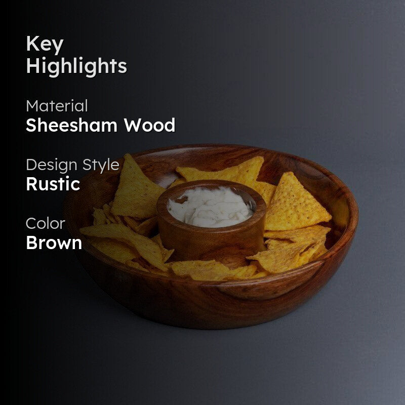 Zaco Chip & Dip Sheesham Wood Platter media 2